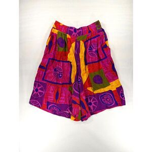 Vintage 80s 90s High Waisted Baggy Shorts Retro Geometric Abstract Pattern